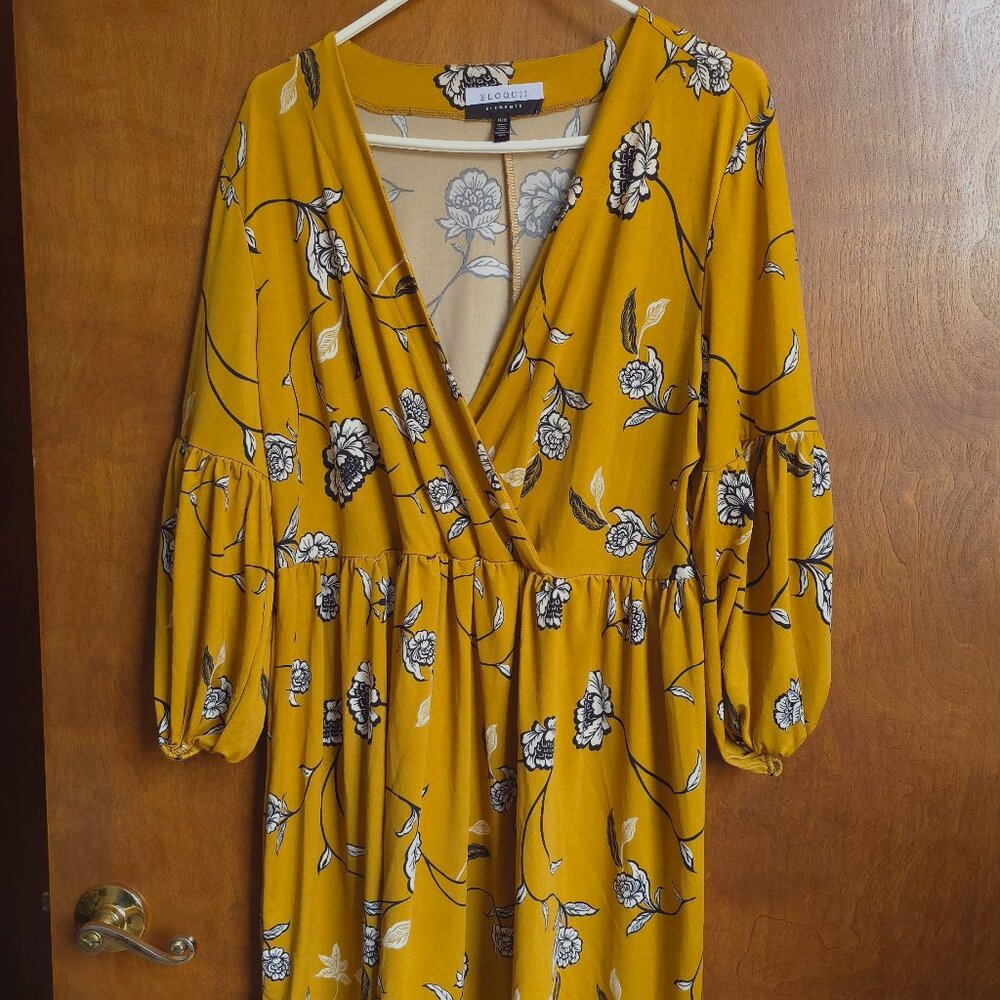 Eloquii ELEMENTS, Balloon Sleeve Floral Dress, Women's 14/16